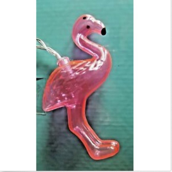 Pink Flamingo Patio String Lights 10 Battery - Picture 1 of 6